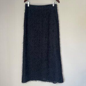 Vintage Life Style Black Textured Eyelash Long Maxi‎ Skirt Size 8 Witchy Dark